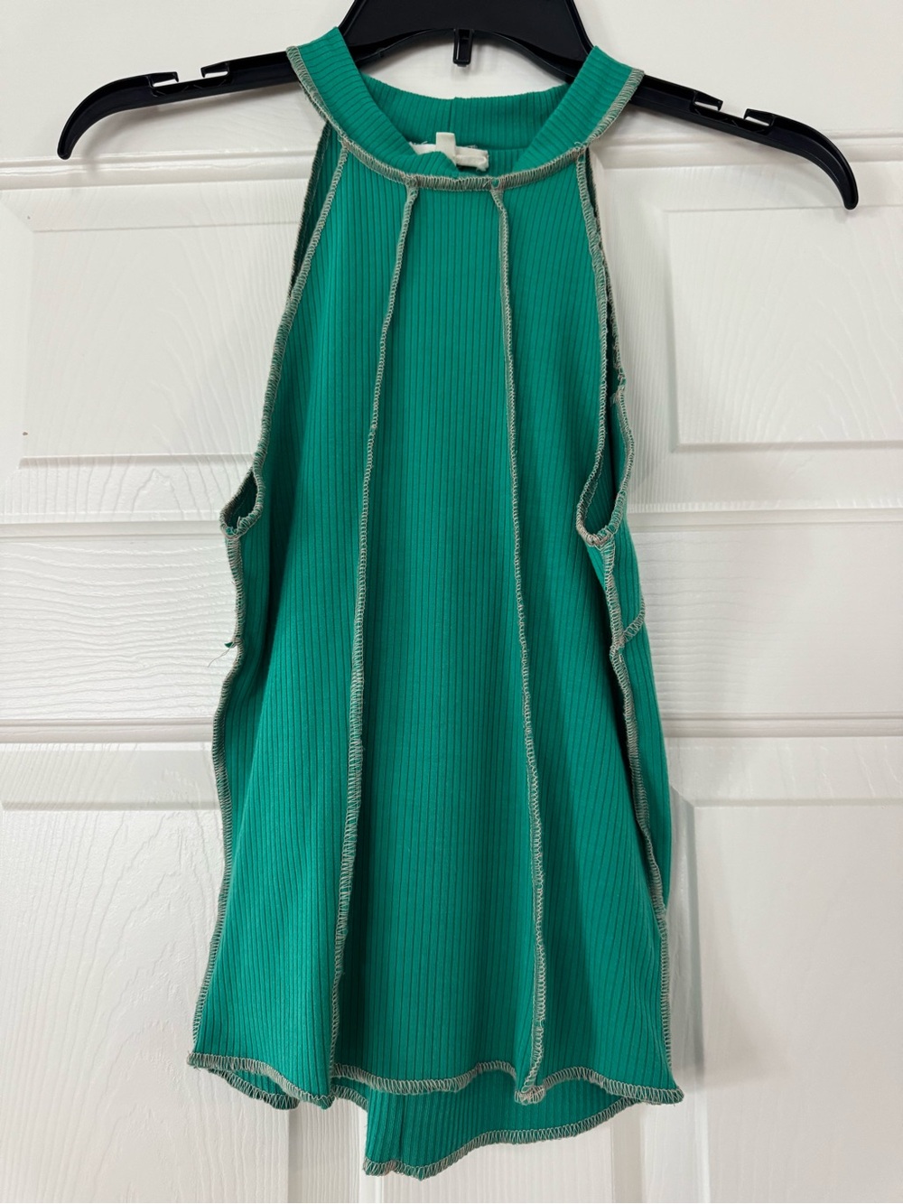 Gilded Intent Ribbed Halter Tank Top in Emerald Green size medium